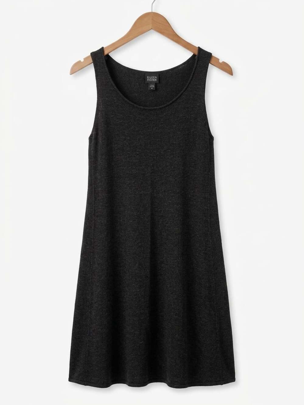 Eileen Fisher Charcoal Black Sleeveless Knit Tank Dress XS